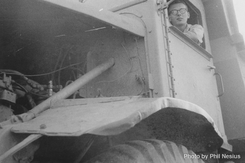 Burmeister in construction equipment at Road America construction - 1955 / 001H_0004 / 