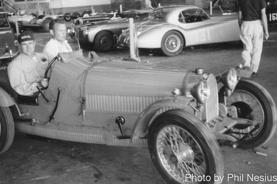 Bugati with Jaguar XK120 Number 131 driven by Bill Heldt at Chanute AFB June, 1953 / 002K_0002 / 