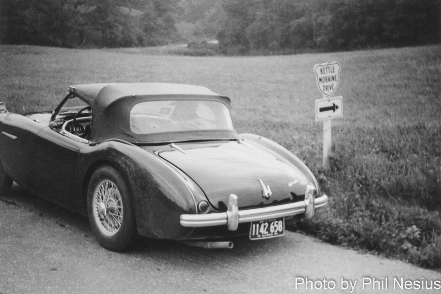 Dad's Austin Healey 100/4 on Kettle Moraine Drive - 1955 / 114L_0018 / 
