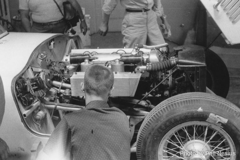 Jaguar XK120C under hood shot at Chanute AFB June, 1953 / 312K_0004 / 