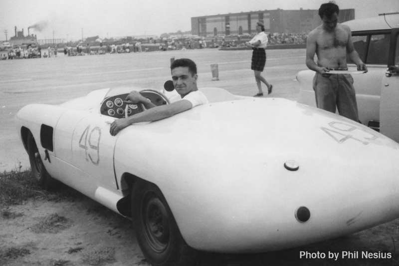 Ford Special Number 49 driven by Bob Larson at Lockbourne AFB August 1954 or George Glendenning driving a Comet #62, this car at Wilmot. / 677L_0003 / 