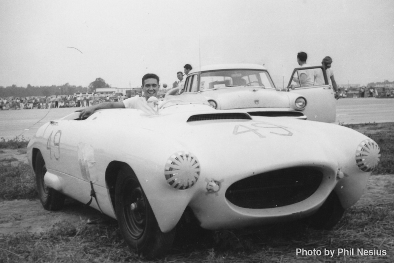 Ford Special Number 49 driven by Bob Larson at Lockbourne AFB August 1954 or George Glendenning driving a Comet #62, this car at Wilmot. / 677L_0004 / 