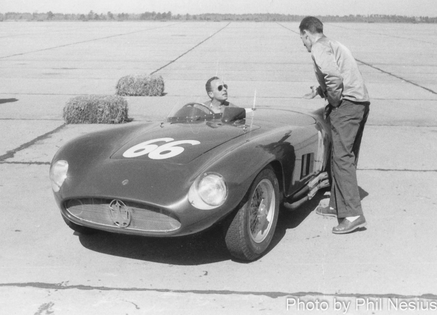 Maserati 300S Number 66 driven by Phil Stewart  talking to Art Bly at Walterboro National Championship Sports Car Race March 10th 1956 / 952_0014-Edit / 