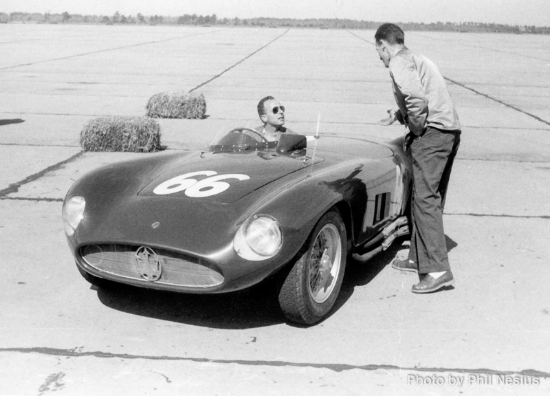 Maserati 300S Number 66 driven by Phil Stewart  talking to Art Bly at Walterboro National Championship Sports Car Race March 10th 1956 / 952_0014 / 