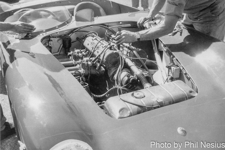 Art Bly working on Maserati 300S Number 66 at Walterboro National Championship Sports Car Race March 10th 1956 / 952_0017 / 