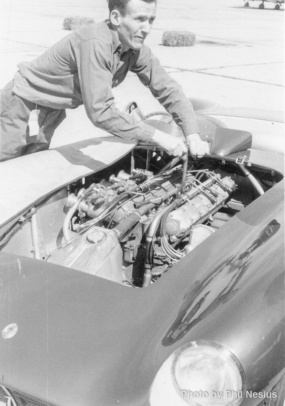 Art Bly working on Maserati 300S Number 66 at Walterboro National Championship Sports Car Race March 10th 1956 / 952_0018 / 