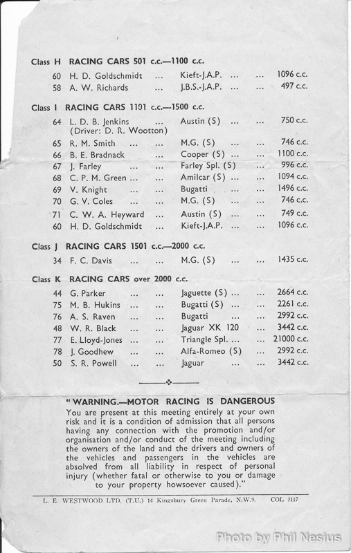 Program page 4 of 4 of the Ramsgate Speed Trials September 30th 1951 / Ramsgate_Speed_Trials_1951_0004 / 