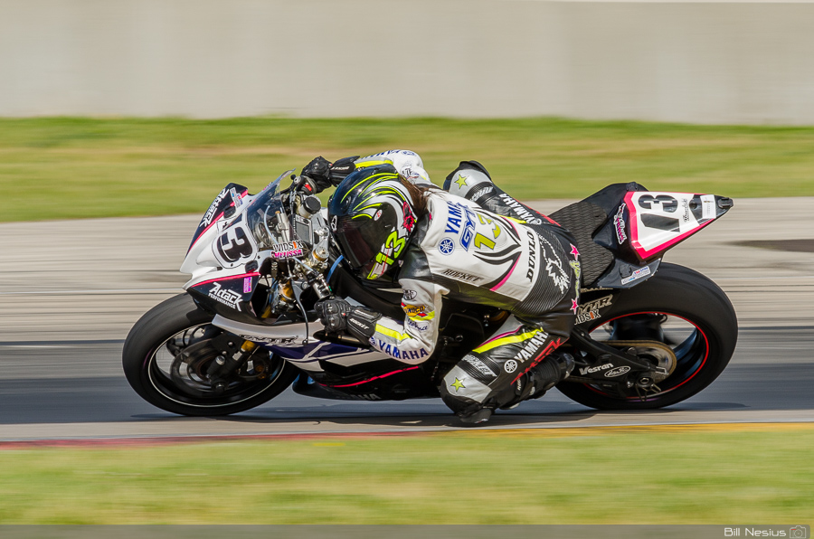 Melissa Paris on the No. 13 Sea Miracle Yamaha Racing Yamaha YZF-R6 in turn 8, Road America, Elkhart Lake, WI / DSC_3770 / 4
