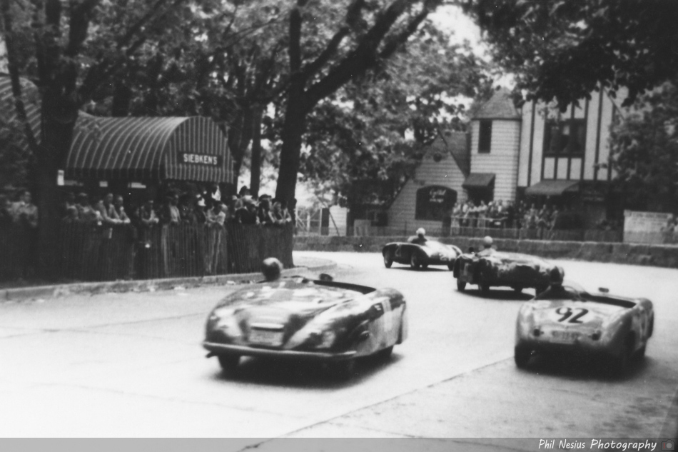 Deutsch-Bonnet (DB) Antem Number 92 driven by Bill Cook at the turn in front of Siebkens at Elkhart Lake, WI July 1952 ~ 137E_0001 ~ 