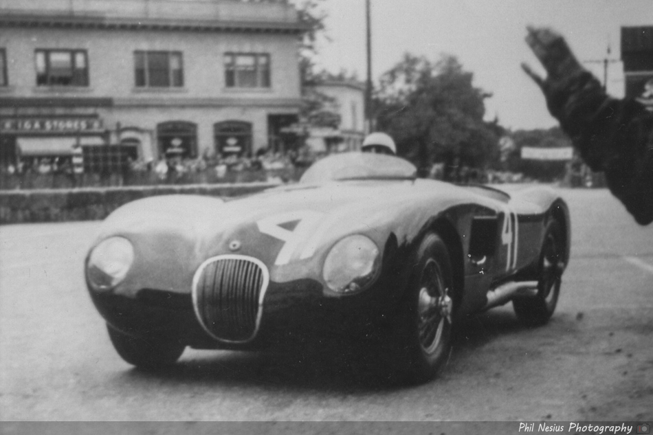 Jaguar XK120C number 41 driven by Phil Hill at Elkhart Lake, WI July 1952 ~ 137E_0002 ~ 