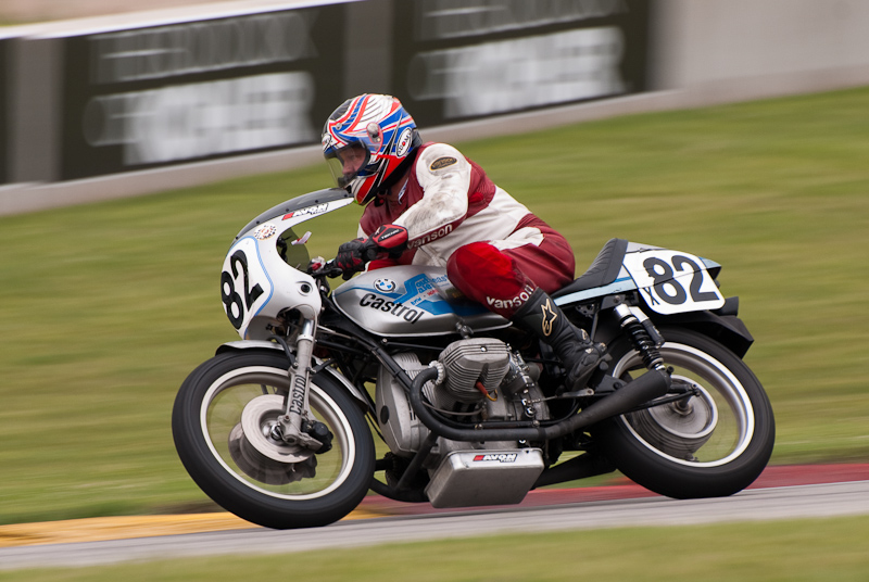 1974 BMW R90s #X82 Ridden By Gordon Lunde in turn 7 at Road America, Elkhart Lake, WI