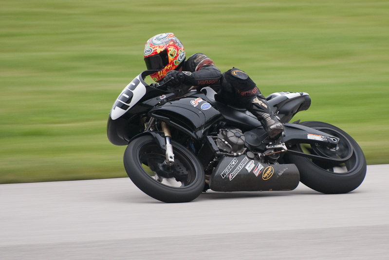 2008 Buell #100 Ridden by Wes Orloff in turn 9 at Road America, Elkhart Lake, WI