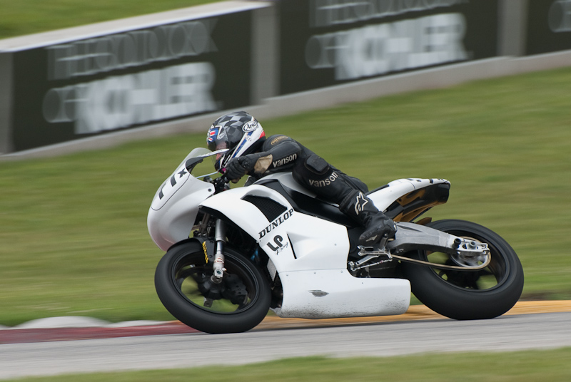 2008 Buell #11X Ridden by Pat Mooney in turn 7 at Road America, Elkhart Lake, WI