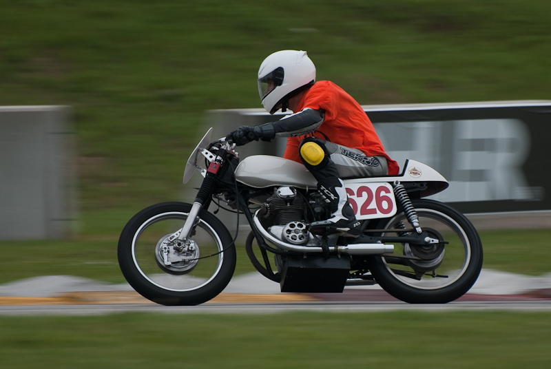 1972 Honda #626 ridden by Timothy Huffman in turn 7 at Road America, Elkhart Lake, WI