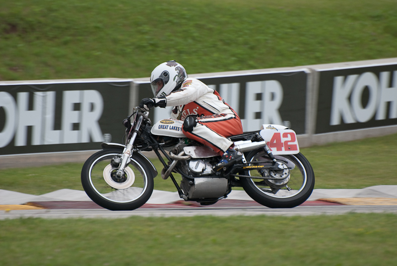 1971 Honda SL #X42 Ridden by John Sharpe in turn 7 at Road America, Elkhart Lake, WI