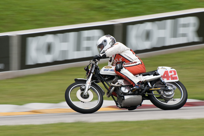 1971 Honda SL #X42 Ridden by John Sharpe in turn 7 at Road America, Elkhart Lake, WI