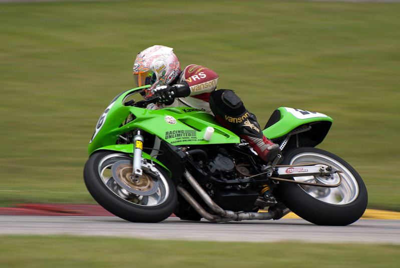 Kawasaki #26 in turn 7 at Road America, Elkhart Lake, WI