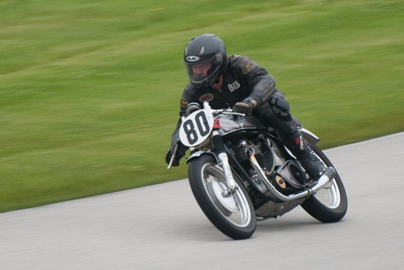 1961 Norton #80 Ridden by Robert Goodpaster in turn 9 at Road America, Elkhart Lake, WI
