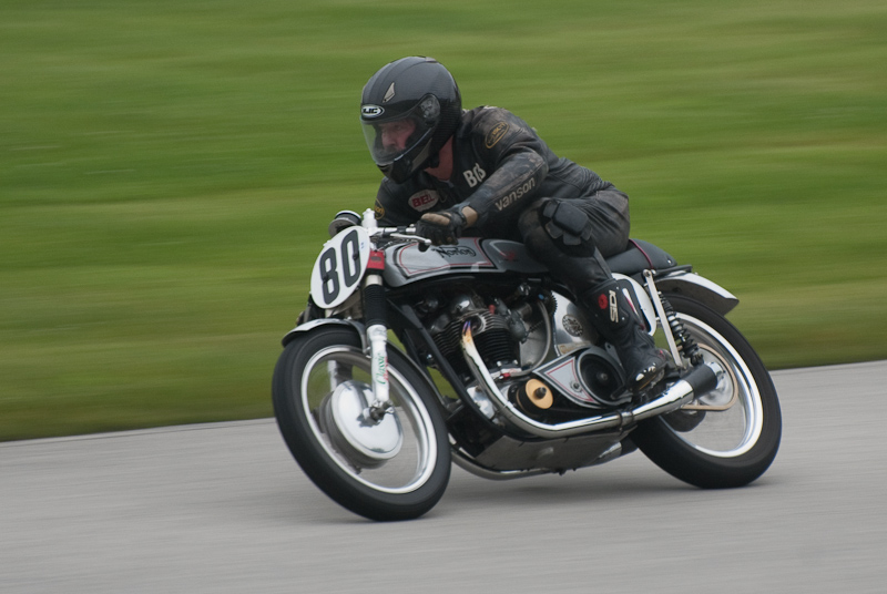 1961 Norton #80 Ridden by Robert Goodpaster in turn 9 at Road America, Elkhart Lake, WI