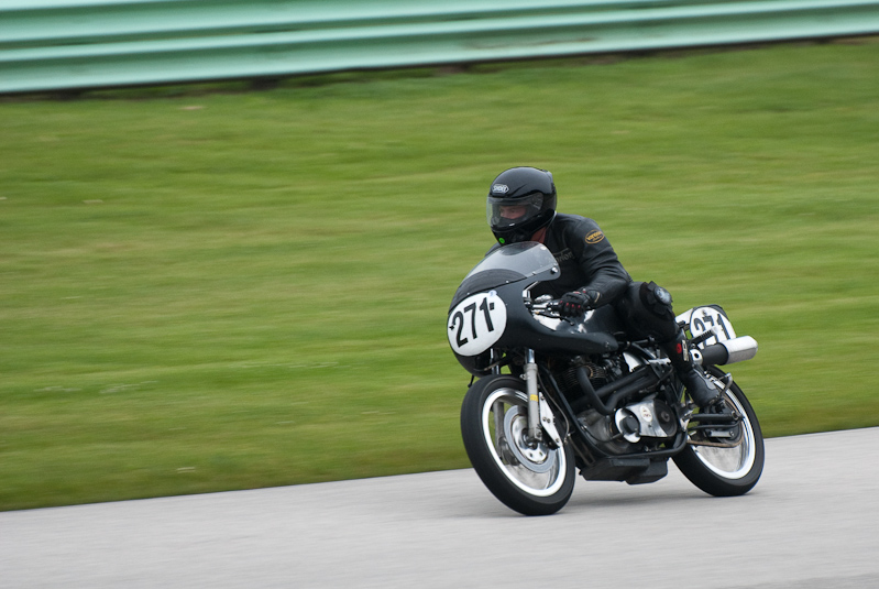 1961 Norton #271 Ridden by Jesse Seary in turn 9 at Road America, Elkhart Lake, WI