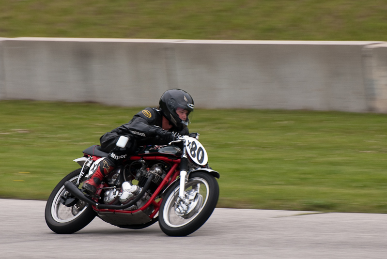 1961 Norton #X80 Ridden by Wesley Goodpaster in turn 13 at Road America, Elkhart Lake, WI