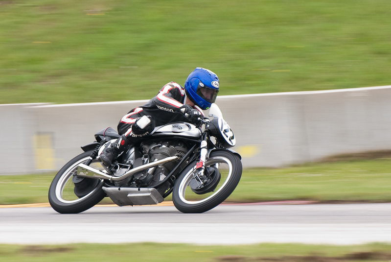 1961 Norton #122 Ridden by Alex Mclean in turn 13 at Road America, Elkhart Lake, WI