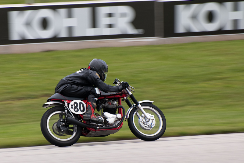 1961 Norton #X80 Ridden by Wesley Goodpaster in turn 13 at Road America, Elkhart Lake, WI