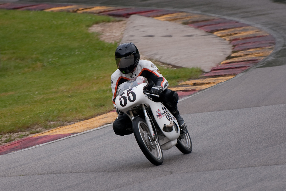Jon Munns 1968 Honda No 55 in turn 12, Road America, Elkhart Lake, WI