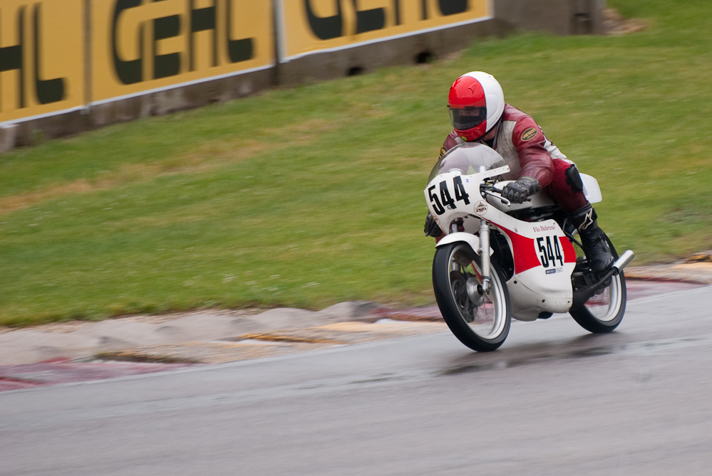 Glen Christianson on a 1974 Yamaha No 544 in turn 12, Road America, Elkhart Lake, WI