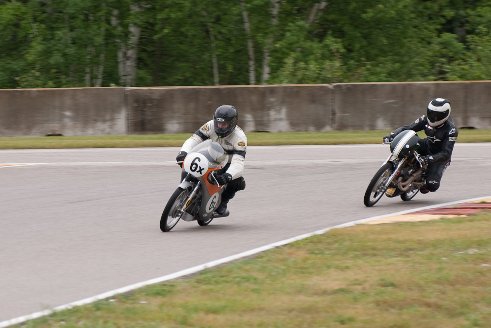 Dave Janiec on a 1968 Honda, No 6X in turn 7, Road America, Elkhart Lake, WI 