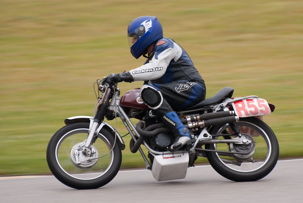 Steven Milton on a 1971 Honda, No R55 in the bend, Road America, Elkhart Lake, WI