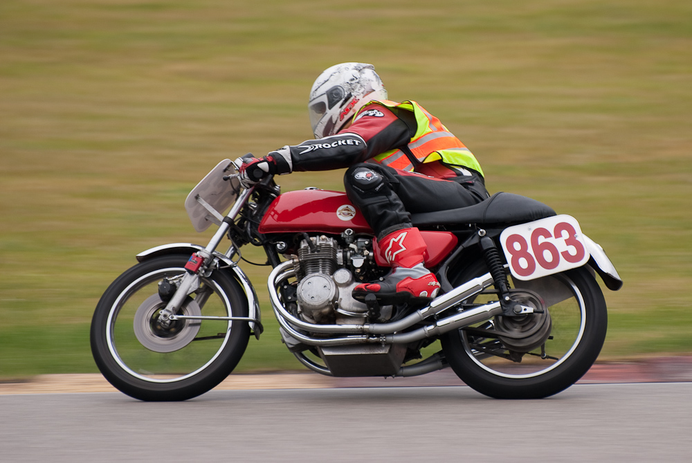 Todd Ruprecht on a 1974 Honda, No 863 in the bend, Road America, Elkhart Lake, WI