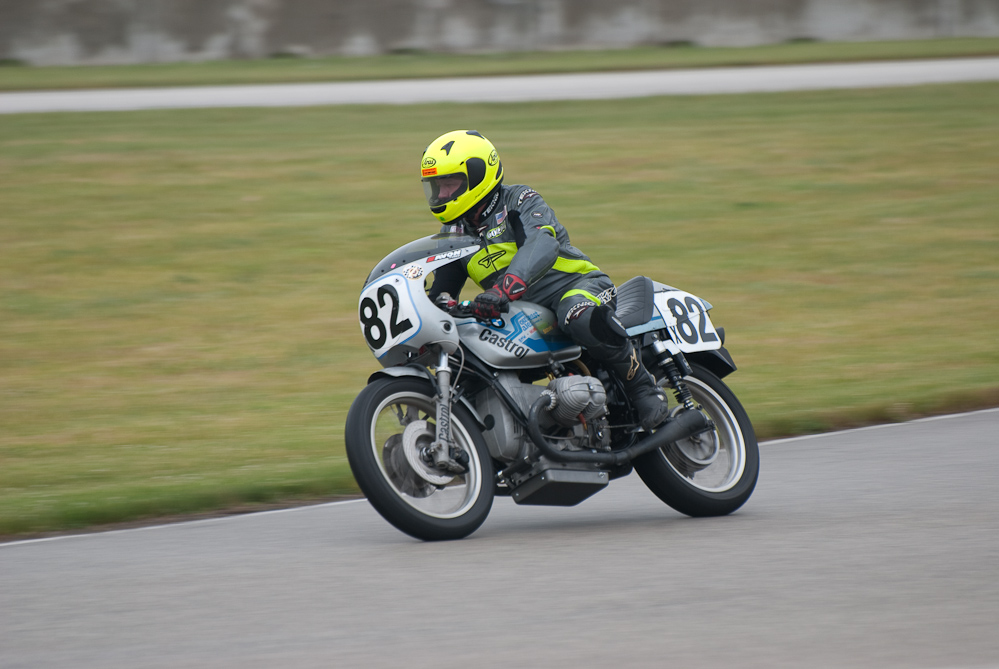 Gordon Lunde on a 1974 BMW No X82 in the bend, Road America, Elkhart Lake, WI