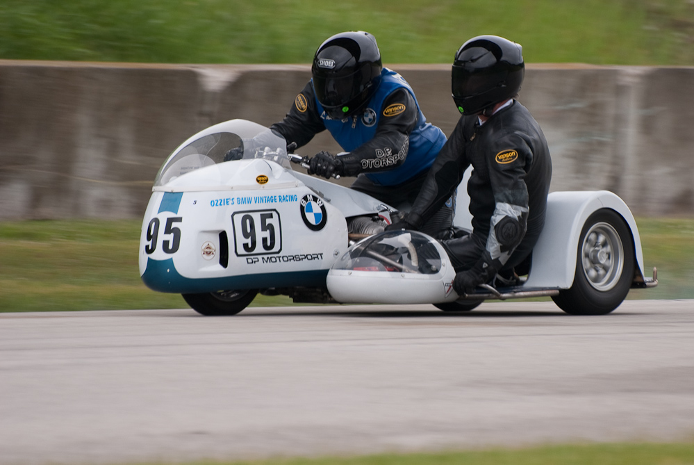 Larry Campbell riding a 1965 BMW, No 95 in the bend, Road America, Elkhart Lake, WI