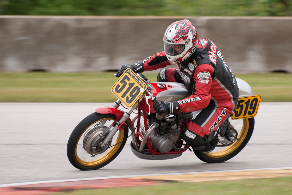Jereme Ragsdale on a Honda, No 519 in the bend, Road America, Elkhart Lake, WI