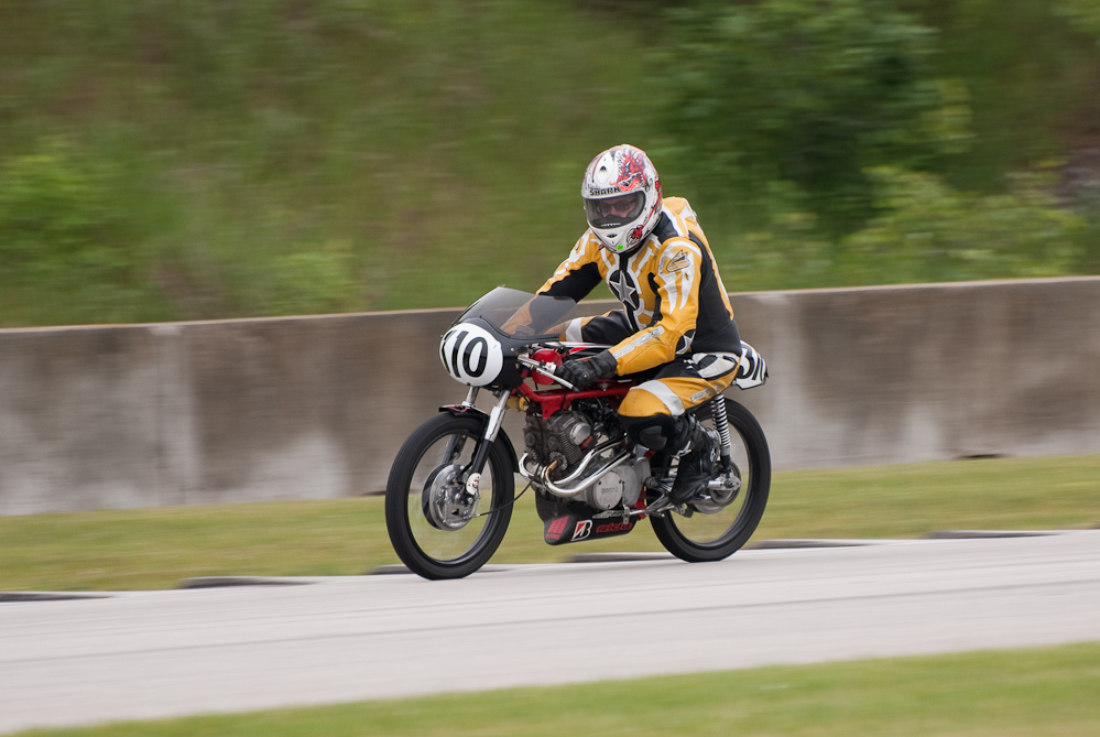 Dean Chris Steele on a 1965 Honda, No 310 entering the bend, Road America, Elkhart Lake, WI