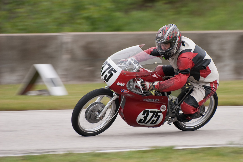 Matthew Quirk on a 1972 Puch, No 375 in turn 7, Road America, Elkhart Lake, WI