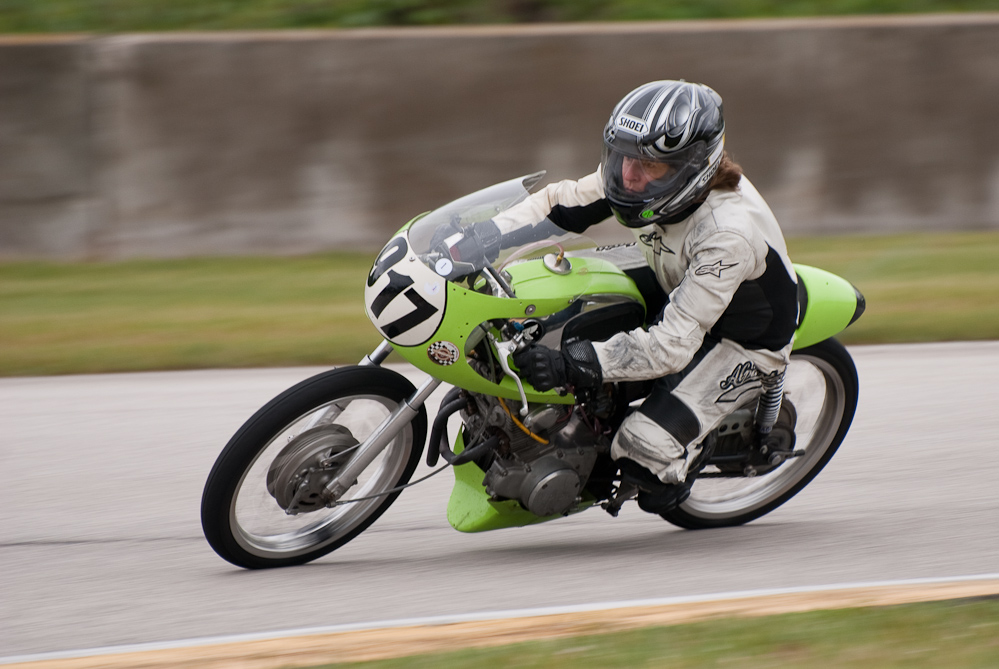 Lorraine Crussell 1967 Honda No 917 in the bend, Road America, Elkhart Lake, WI