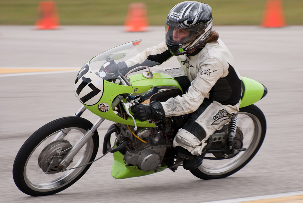Lorraine Crussell 1967 Honda No 917 in the bend, Road America, Elkhart Lake, WI