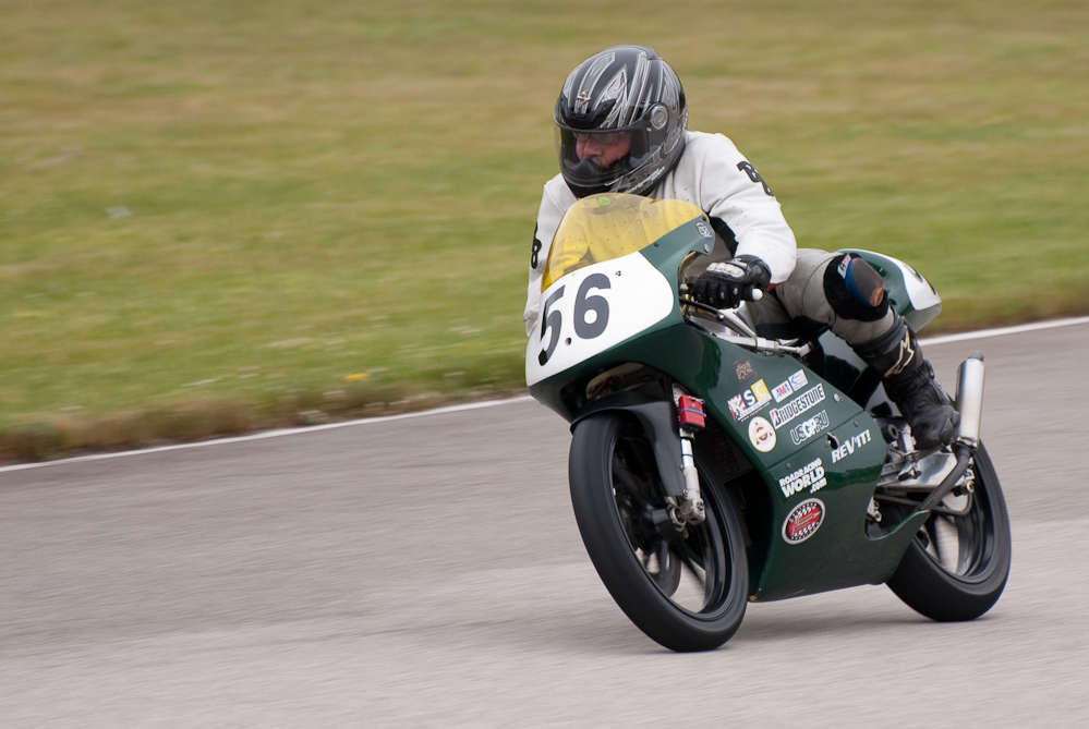 Bill Doran riding a 1995 Honda, No 56 in the bend, Road America, Elkhart Lake, WI