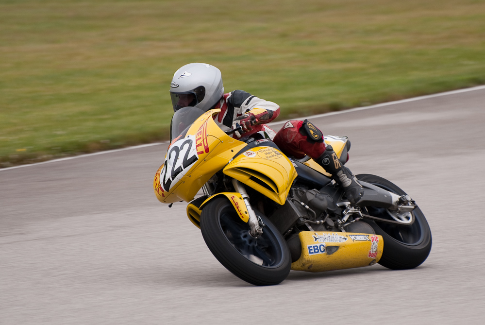 Tim Ivanoff on a Buell, No 222 in the bend, Road America, Elkhart Lake, WI
