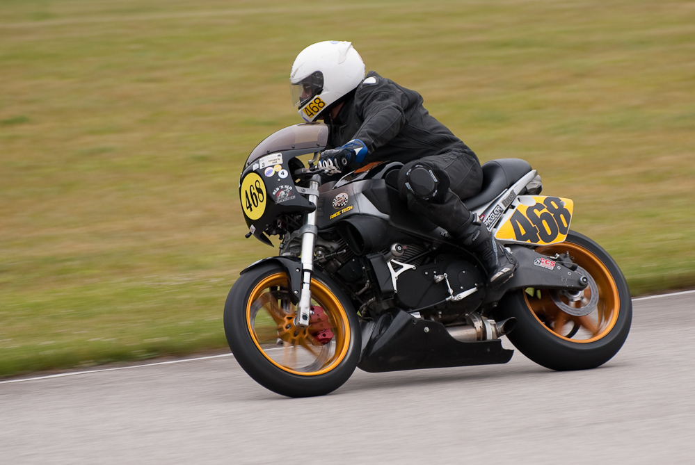 Murrae Haynes on a 2005 Buell No 468 in the bend, Road America, Elkhart Lake, WI