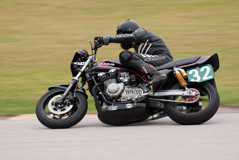 Joe Pethoud on a 1982 Honda, No 32 in the bend, Road America, Elkhart Lake, WI