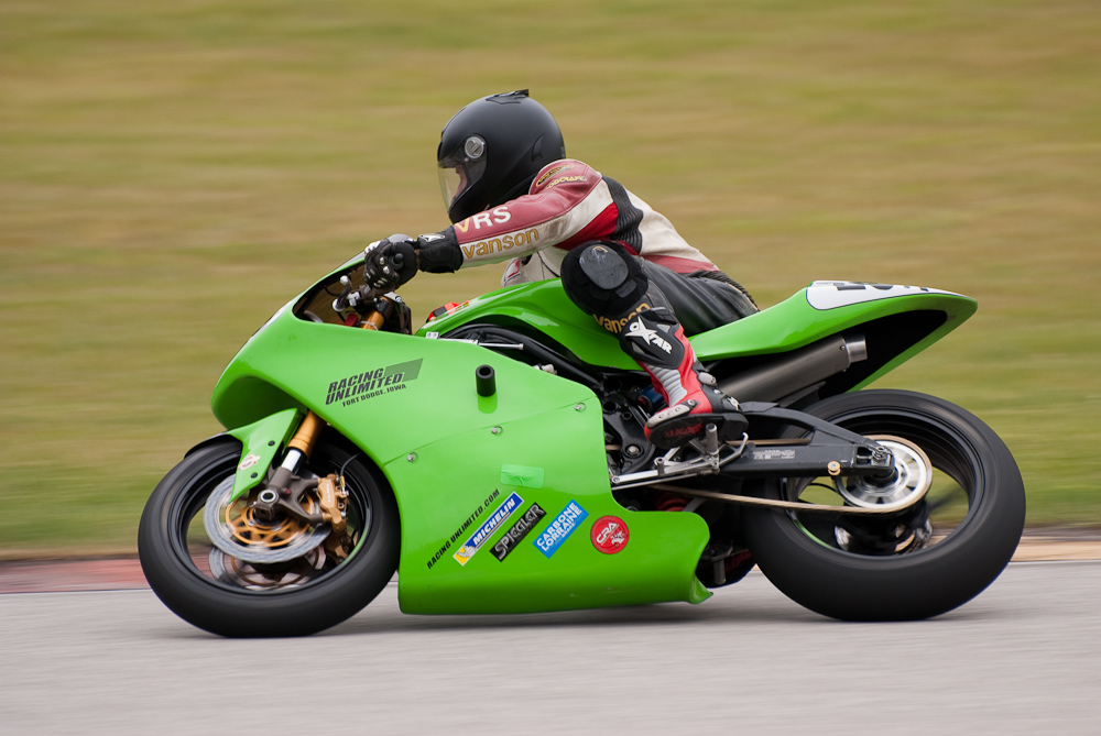 Dave Rosno on a 2008 Kawasaki, No 26R in the bend, Road America, Elkhart Lake, WI