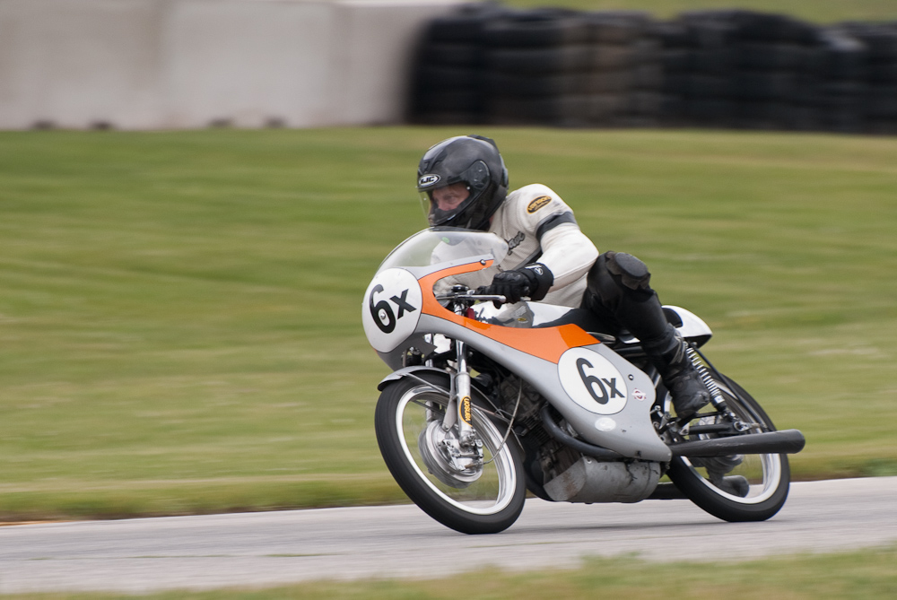 Dave Janiec on a 1968 Honda, No 6X in turn 7, Road America, Elkhart Lake, WI 