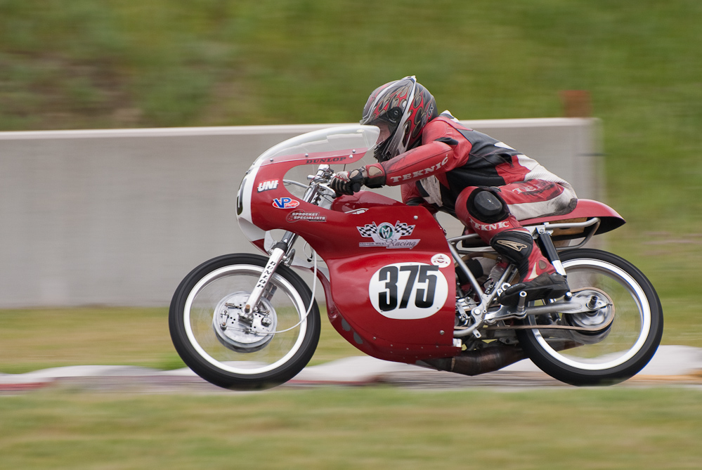 Matthew Quirk on a 1972 Puch, No 375 in turn 7, Road America, Elkhart Lake, WI