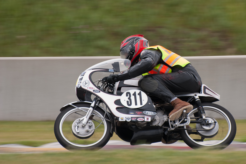 Warren Heir on a 1969 Honda, No 311 in turn 7, Road America, Elkhart Lake, WI