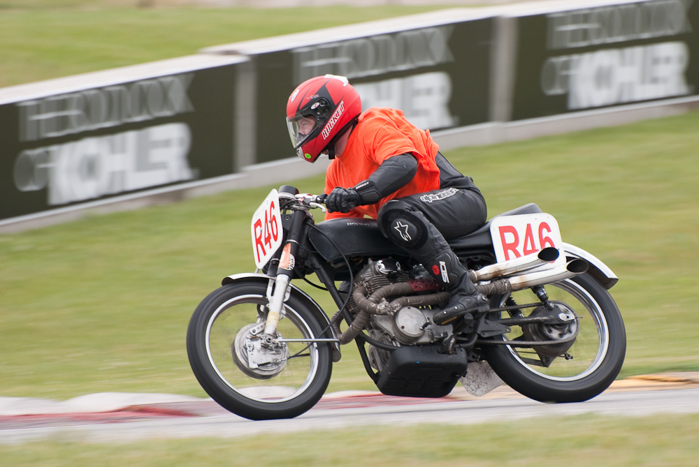 Benjamin Lamkin on a 1971 Honda, No R46 in turn 7, Road America, Elkhart Lake, WI