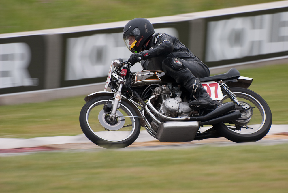 Jack Mattlin on a 1972 Honda, No 297 in turn 7, Road America, Elkhart Lake, WI