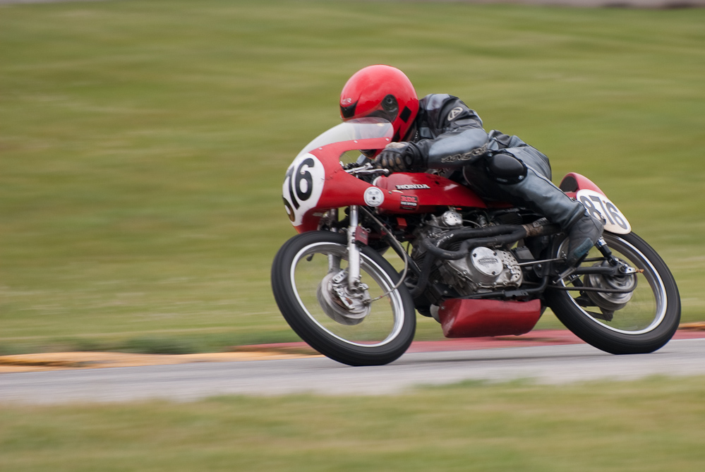 Richard Richter on a 1970 Honda, No 876 in turn 7, Road America, Elkhart Lake, WI